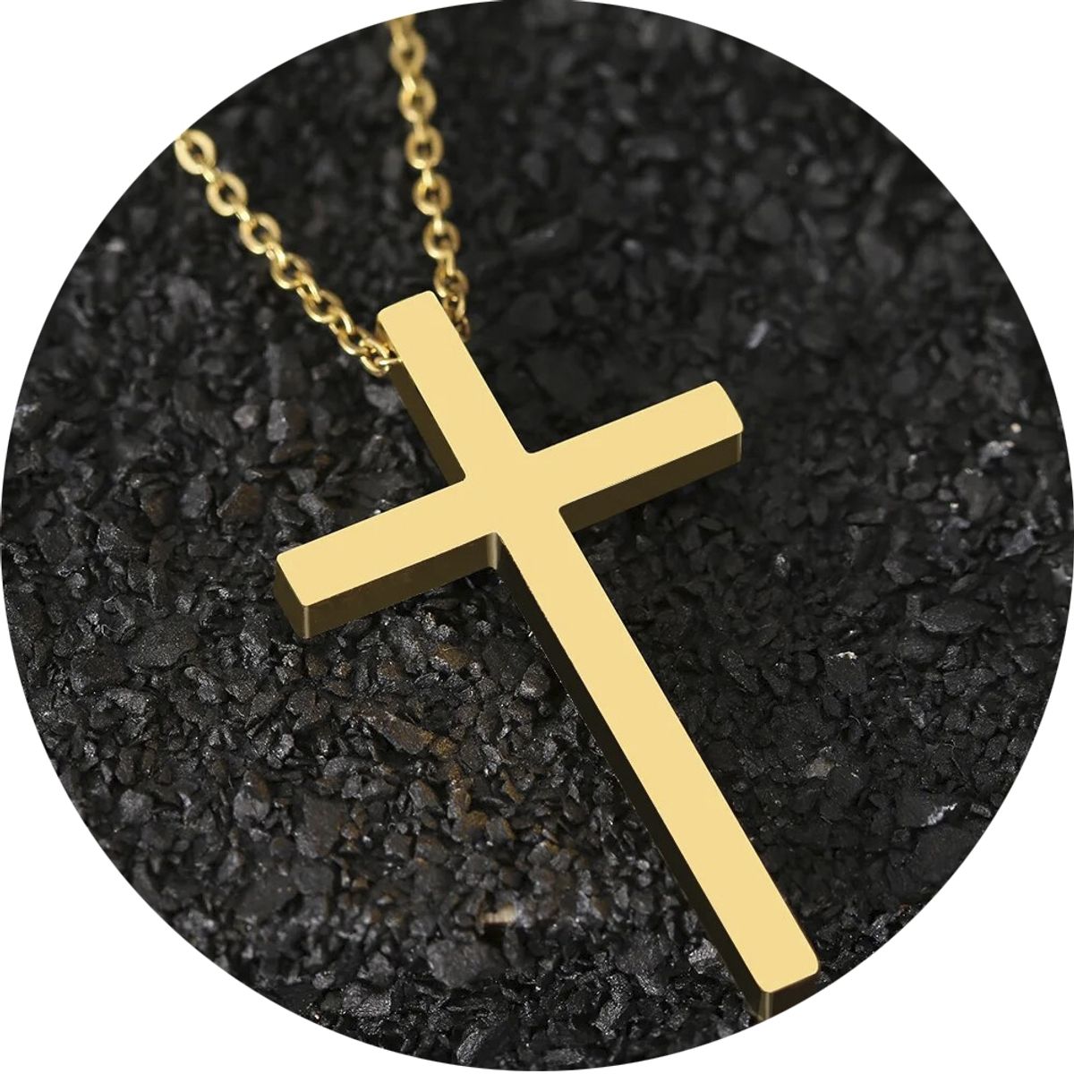 GENERICO - Collar Cruz Lisa Religión Acero Inoxidable Colgante Unisex