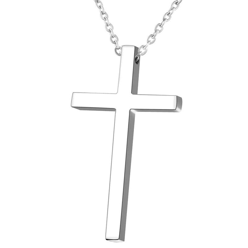 GENERICO - Collar Cruz Lisa Religión Acero Inoxidable Colgante Unisex