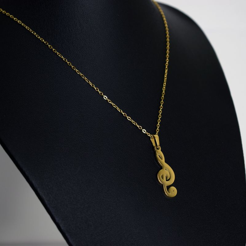 GENERICO - Collar Nota Musical Clave De Sol Acero Inoxidable Colgante