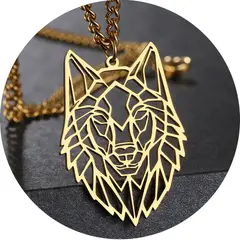 GENERICO - Collar Wolf Cabeza De Lobo Acero Inoxidable Colgante