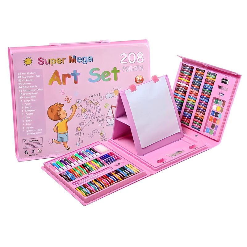 GENERICO - Set De Dibujo 208 Piezas De Arte Para Niños Maletín Colores rosado