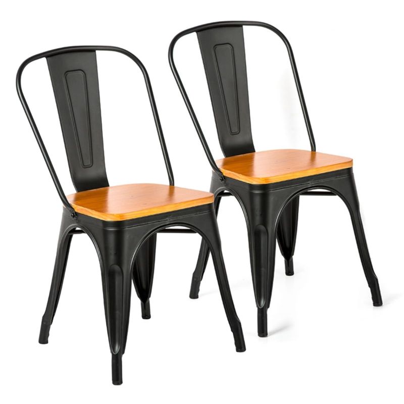 PROCHEF - Pack 2 Unidades Silla Tolix Negro Mate y Madera