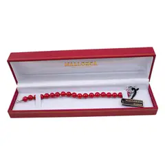 MALLORCA - Pulsera de Perla de de 19 cm/8 mm D7 - Rojo