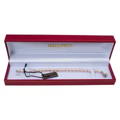 MALLORCA - Pulsera de Perla de de 19cm7 mm - Oriente Rosado