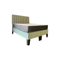 MUEBLES HVM - Cama HVM Full Colchon de Resortes Resp Verde Menta Tubular Pmadera