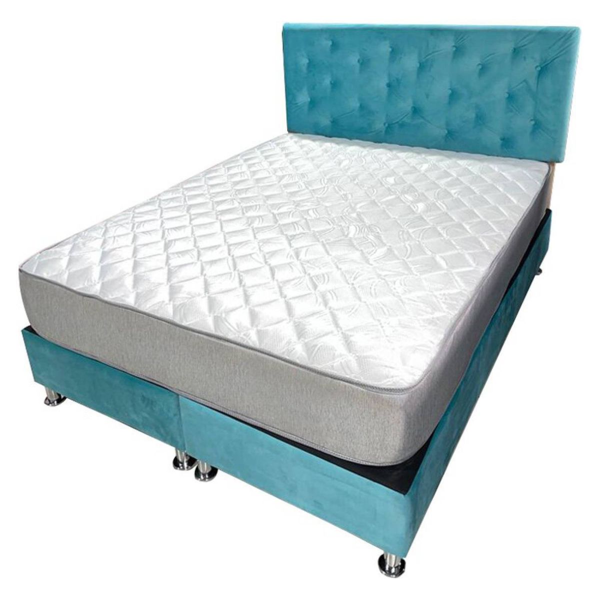 MUEBLES HVM - Cama HVM 2 Calipso Felpa Pmetal