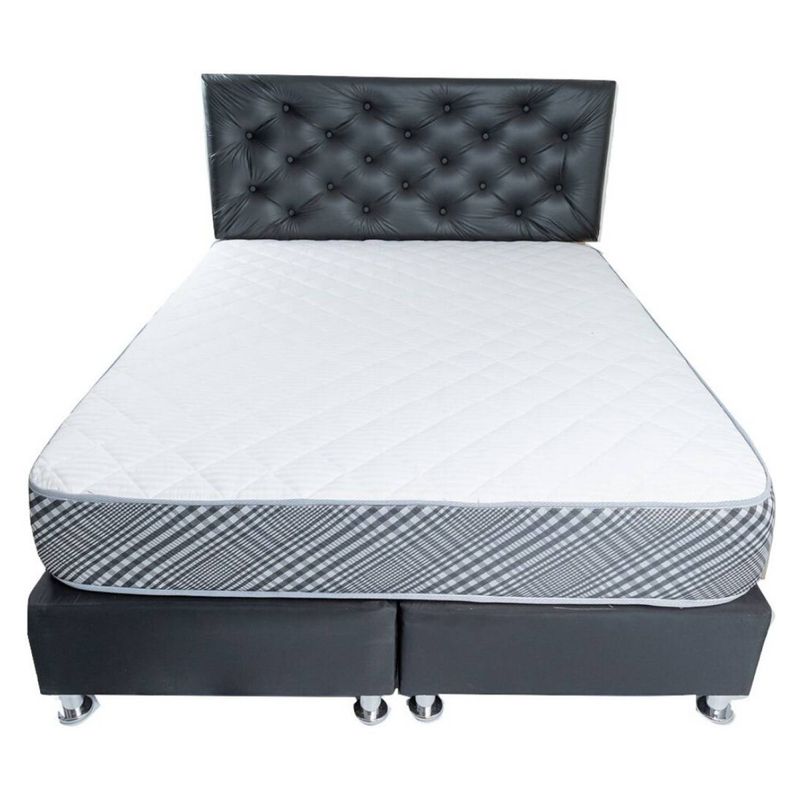 MUEBLES HVM - Cama HVM 2 PLAZA Negra Felpa Pmetal