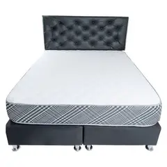 MUEBLES HVM - Cama HVM 2 PLAZA Negra Felpa Pmetal