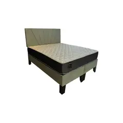MUEBLES HVM - Cama HVM FULL Colchon de Resortes Resp Verde Menta Felpa Lineal Pmadera