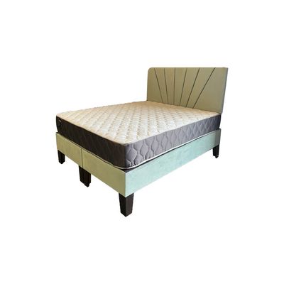 Imagen 2 del producto Cama HVM FULL Colchon de Resortes Resp Verde Menta Felpa Lineal Pmadera