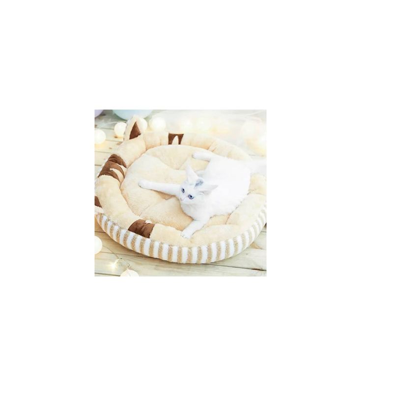 GENERICO - Cama para mascotas orejas cafe Talla L Beige Rayas