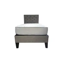 MUEBLES HVM - Cama HVM 1 plaza Gris lino PMadera
