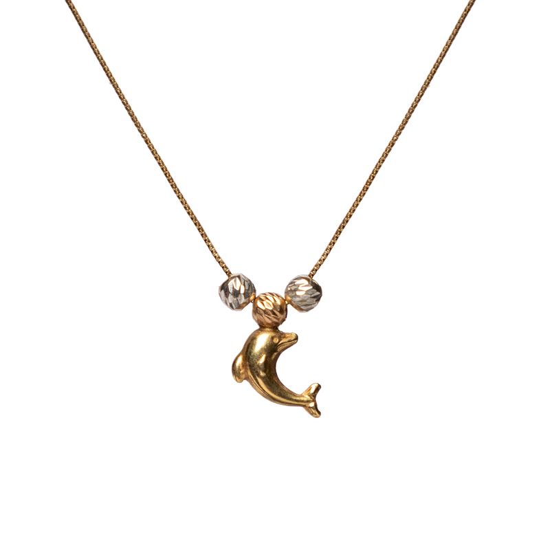 LA GARZA - Collar Mujer Oro Amarillo 18 kts Delfin Oro Blanco