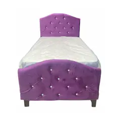 MUEBLES HVM - Cama Dominaty 1.5 plaza Morado + Respaldo piecera PMadera