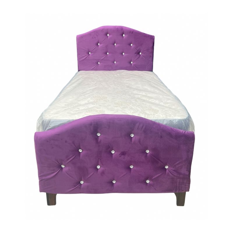 MUEBLES HVM - Cama Dominaty 1 plaza Morado + Respaldo piecera PMadera