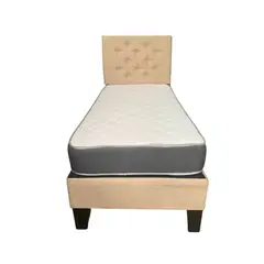 MUEBLES HVM - Cama HVM 1 plaza Beige Lino PMadera