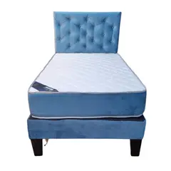 MUEBLES HVM - Cama HVM 1 plaza Azul petroleo  PMadera