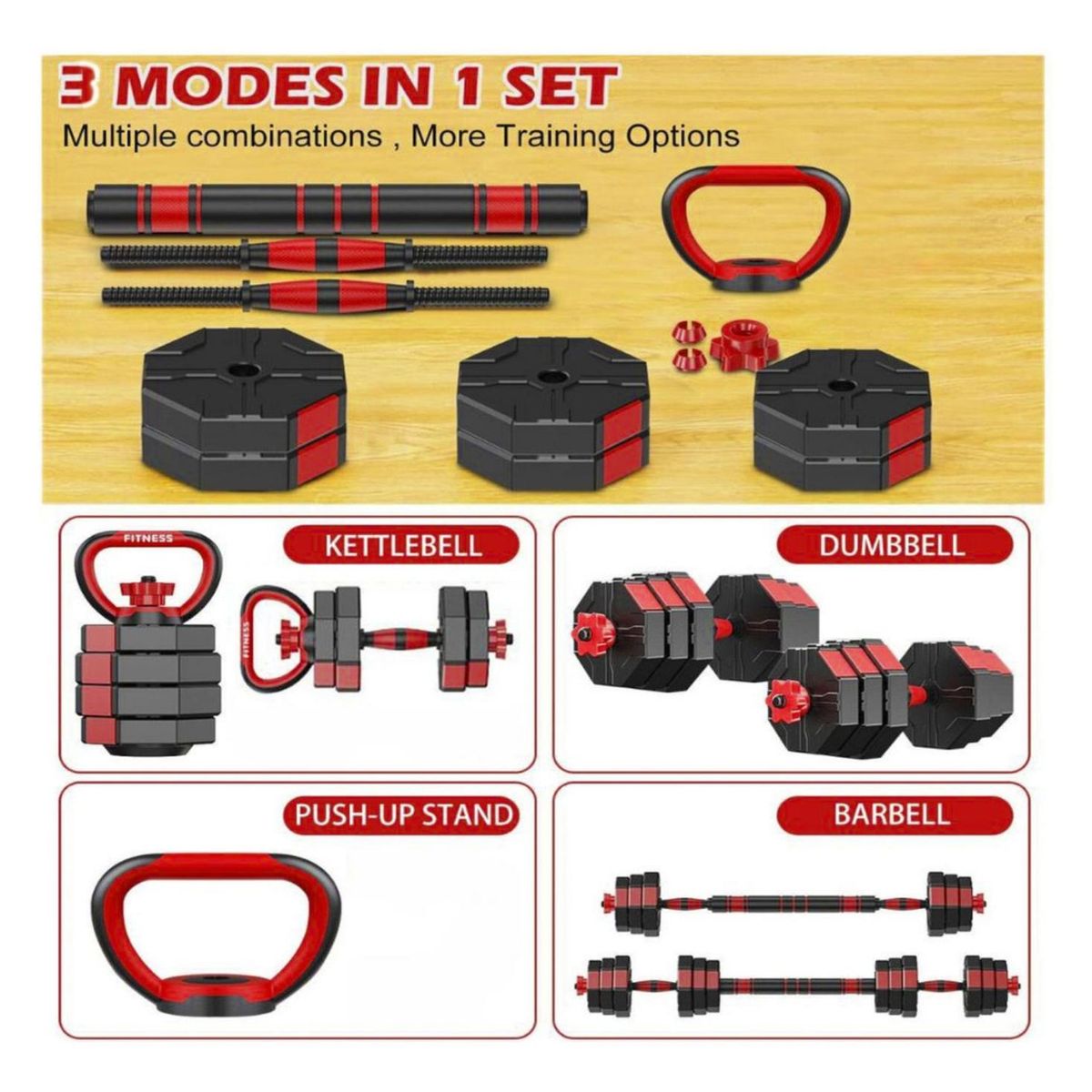YEP S - Mancuernas 20 Kg  Ajustables Set Completo Rusa kettlebell