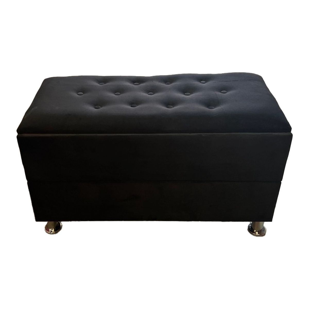 MUEBLES HVM - Banqueta Baul Zapatero Negro Felpa