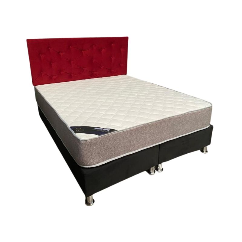 MUEBLES HVM - Cama HVM 2 Plaza Respaldo BURDEO Botone PMetal