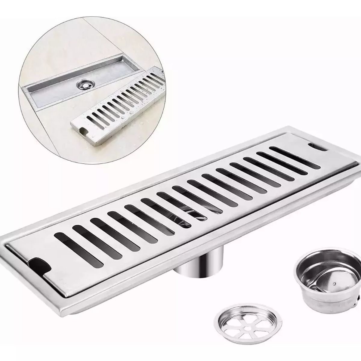 KUANGYE - Rejilla De Cubierta Drenaje Piso Ducha Acero Inoxid 10×40cm