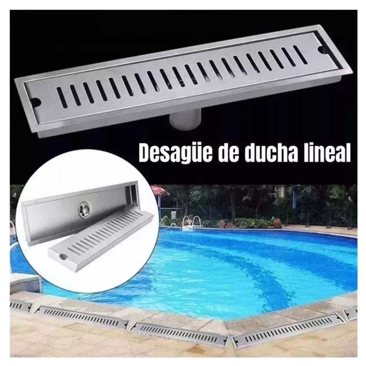 KUANGYE - Rejilla De Cubierta Drenaje Piso Ducha Acero Inoxid 10×40cm