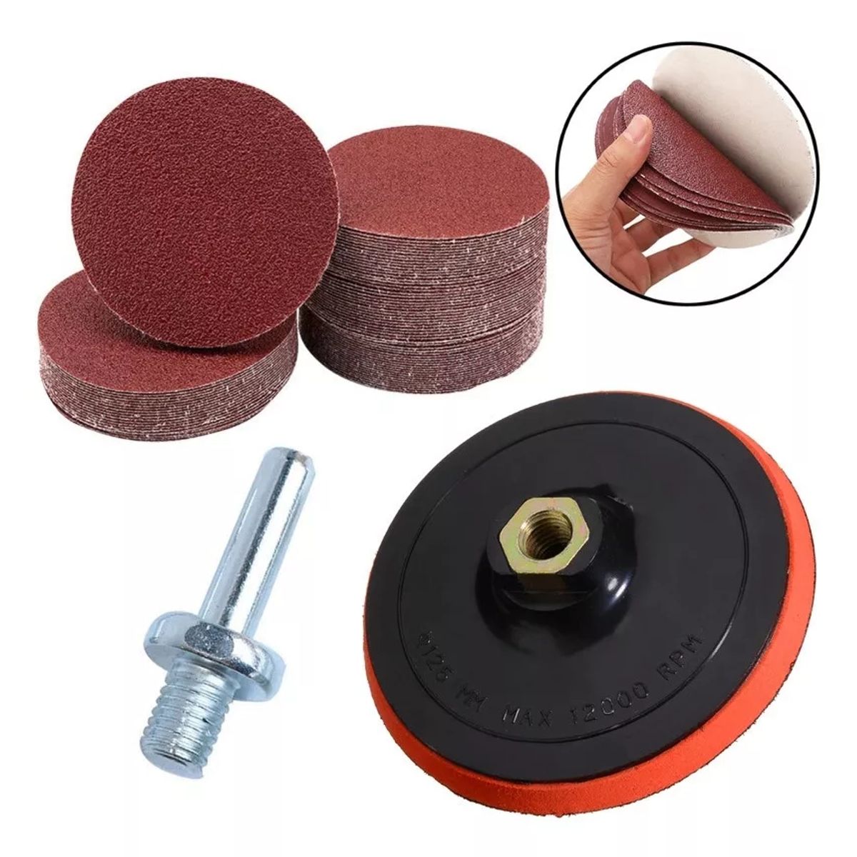 KUANGYE - Kit Disco Base Velcro +70 Lija 5 Pulgadas Pulir Taladro /uss