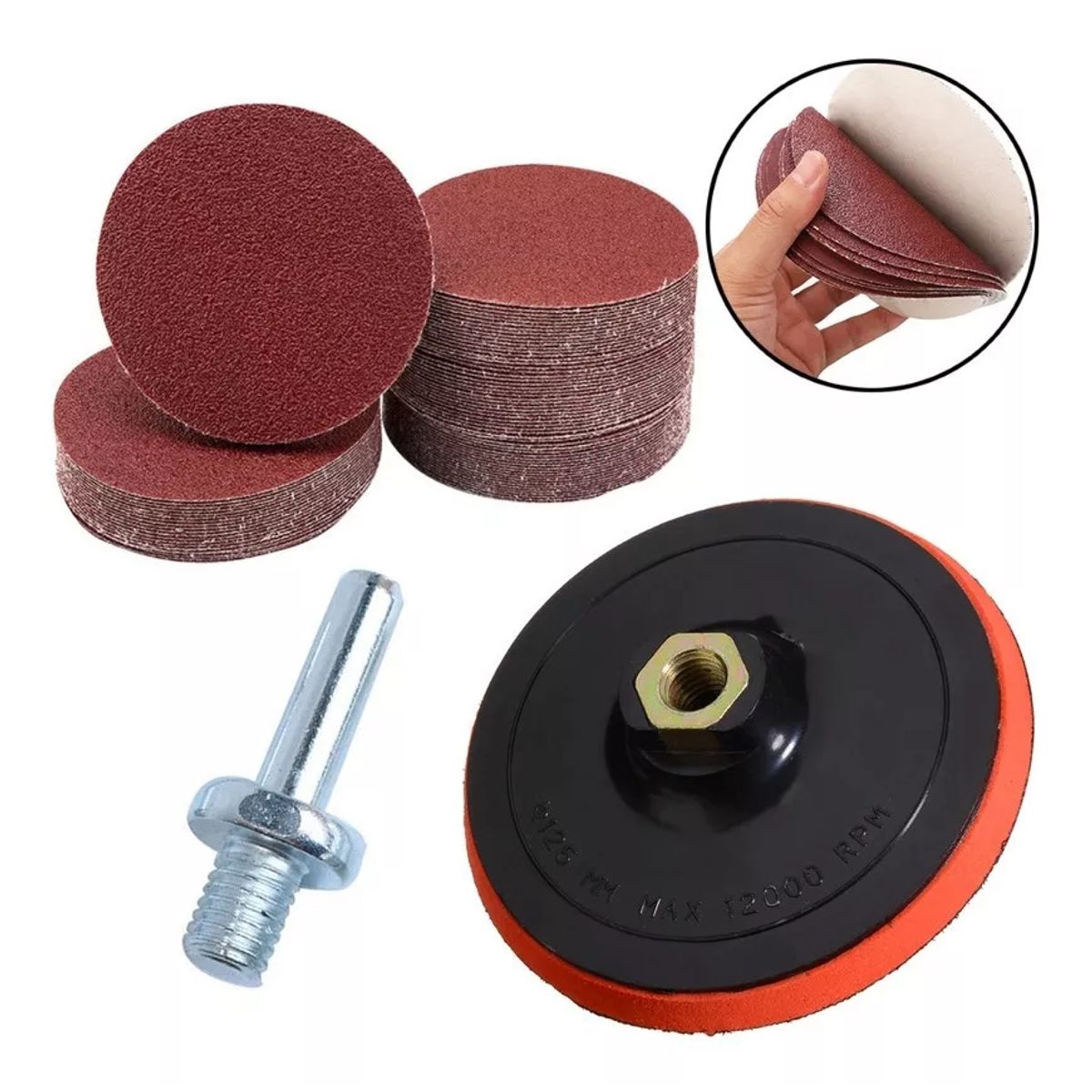 KUANGYE - Kit Disco Base Velcro +70 Lija 5 Pulgadas Pulir Taladro /uss