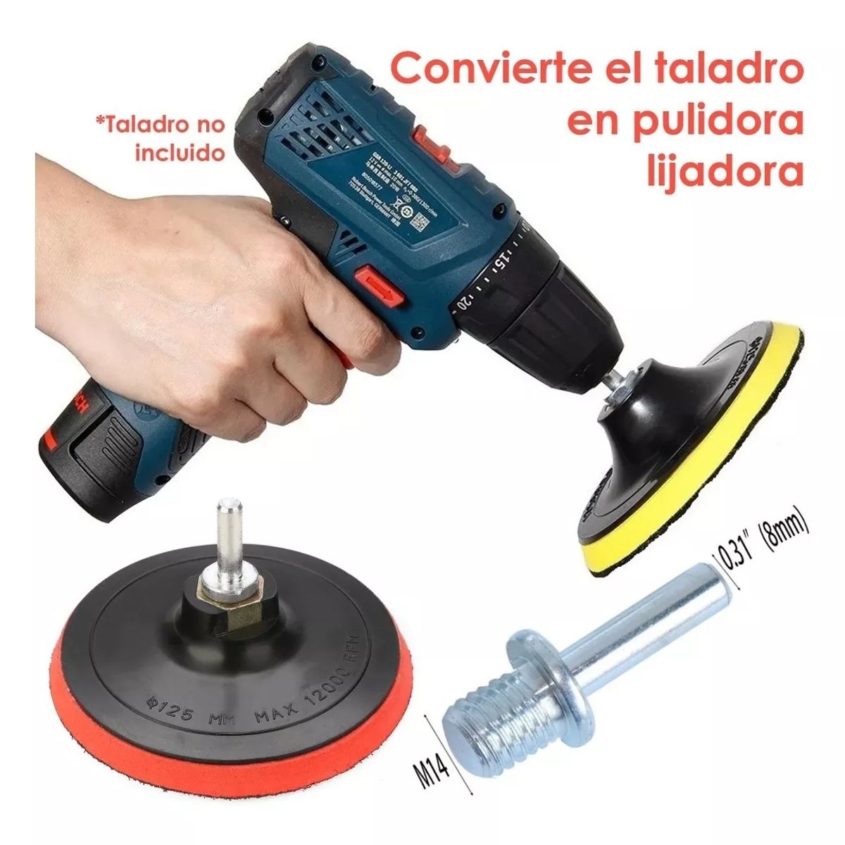 KUANGYE - Kit Disco Base Velcro +70 Lija 5 Pulgadas Pulir Taladro /uss