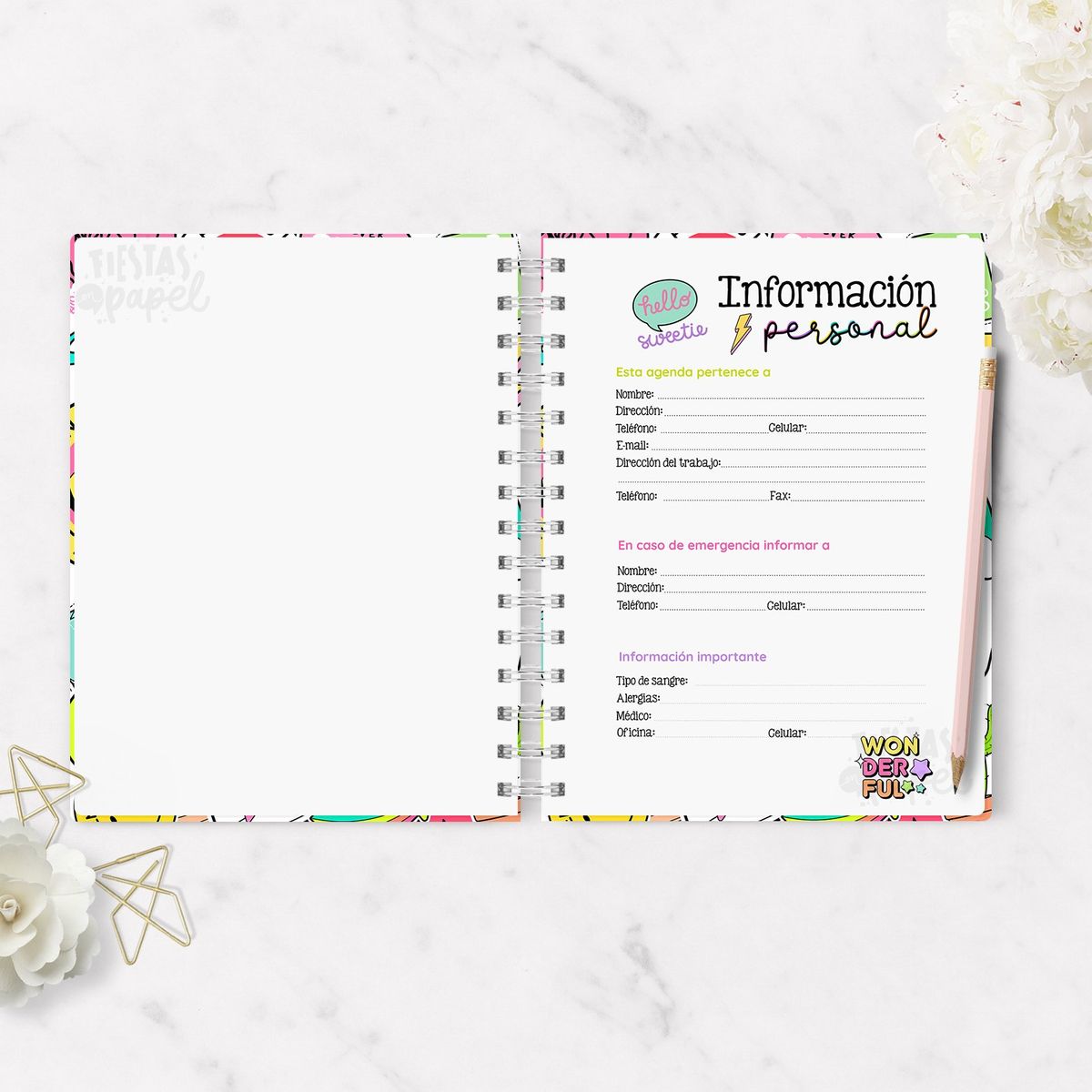 FIESTAS EN PAPEL - Agenda Sticker 2026 planificacion mensual, semanal