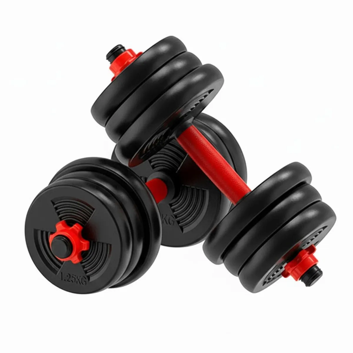 SPORTIME - Set Mancuernas de 10 Kg con Unión Red Ajustable Armable