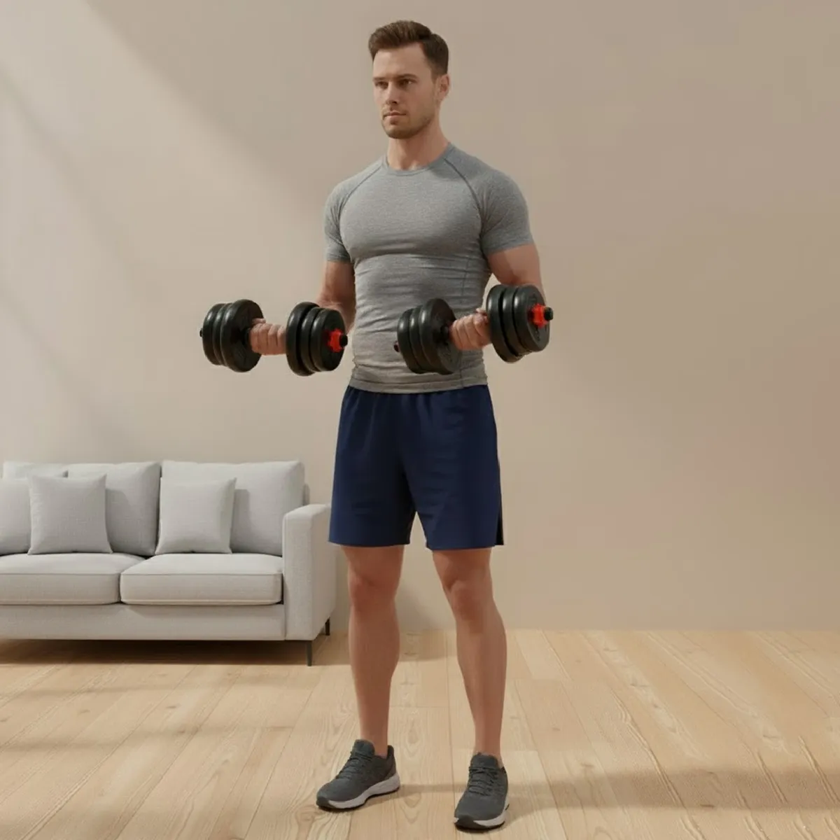 SPORTIME - Set Mancuernas de 10 Kg con Unión Red Ajustable Armable