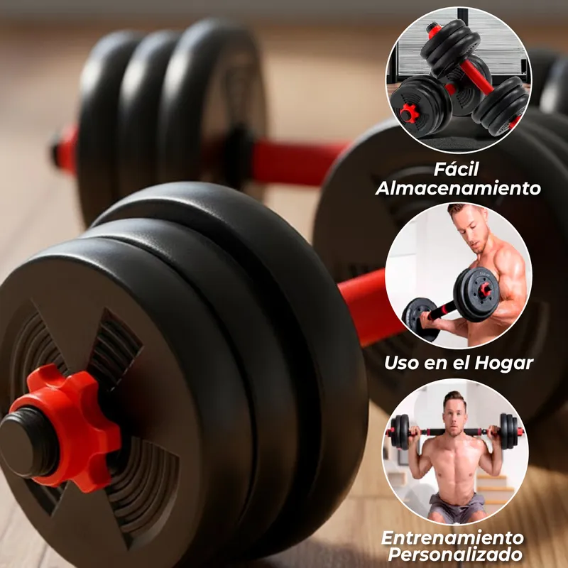 SPORTIME Set de Mancuernas de 30 Kg con Unión Red