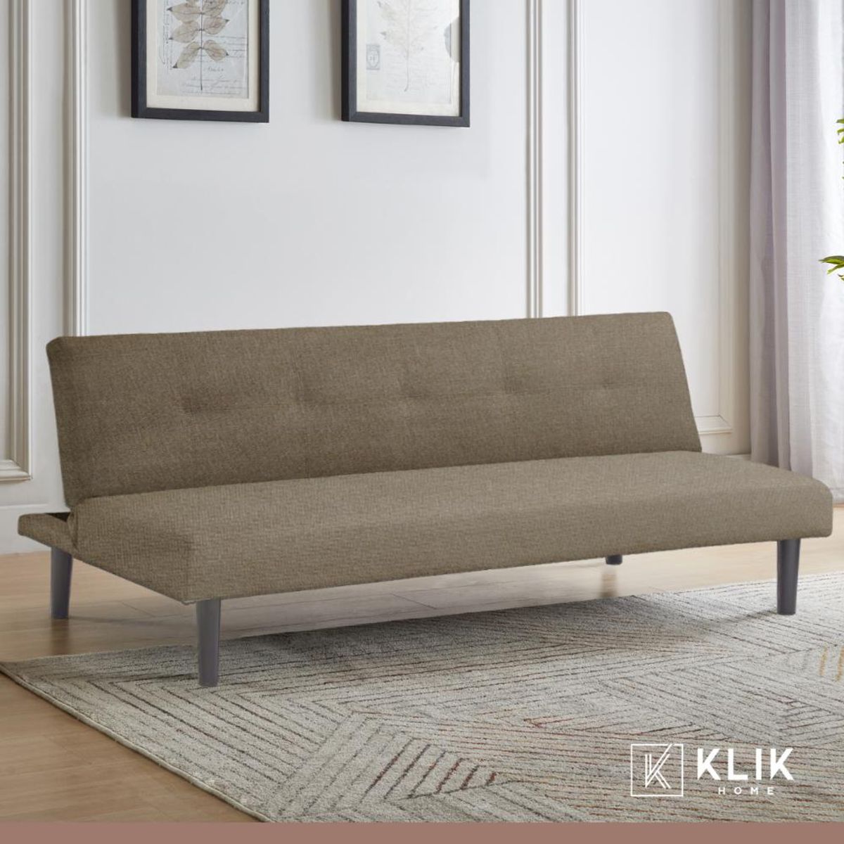 KLIK - Futón Sofá Cama 2 cuerpos Sofía - Lino Beige KLIK