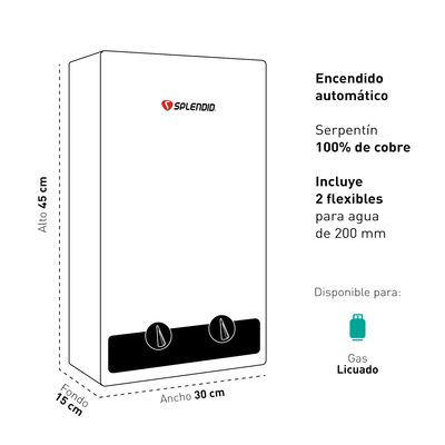 Imagen 2 del producto Pack Calefont 5 Litros Gas Licuado Tiro Natural + Regulador