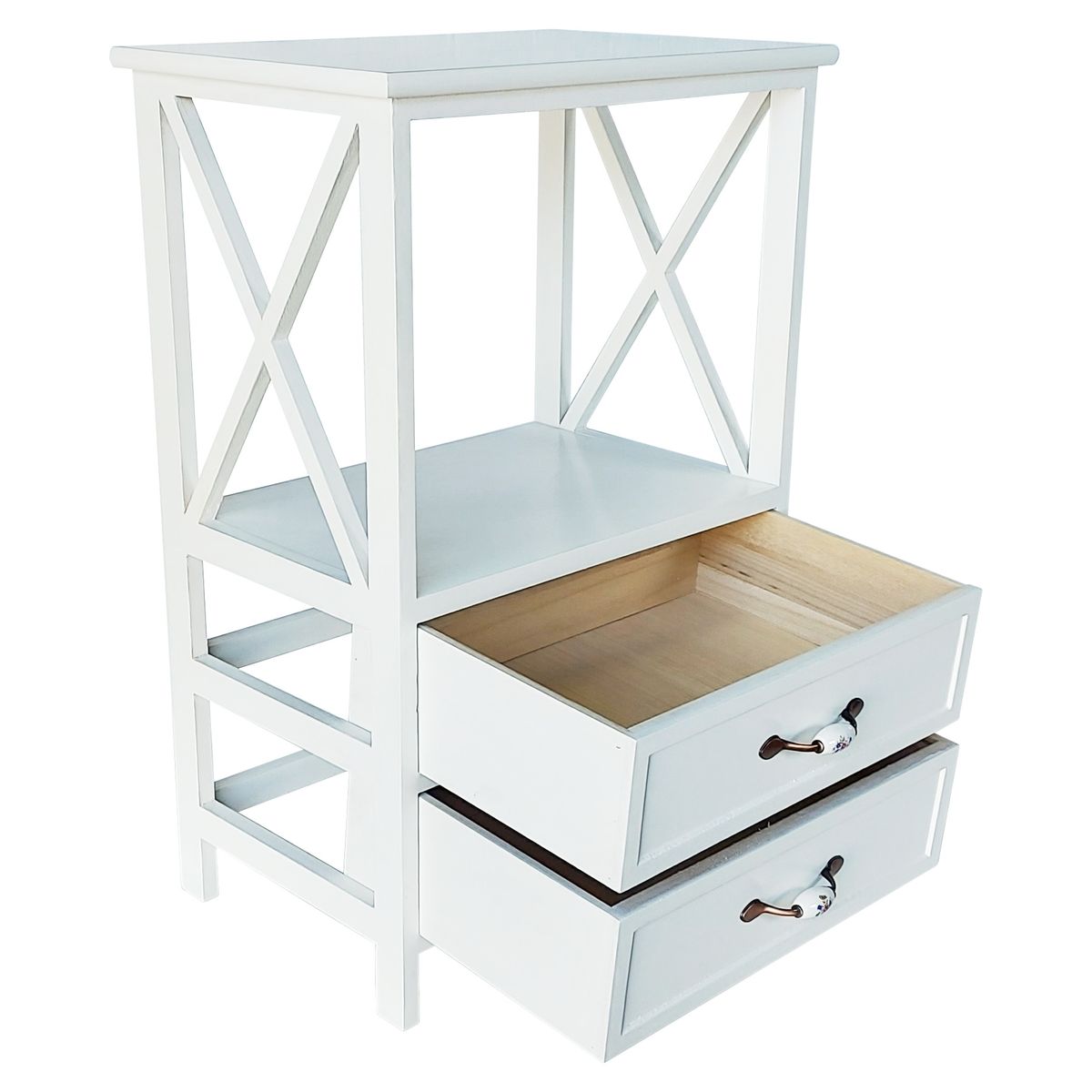 LOVEN - Velador Peer Dos Cajones Blanco