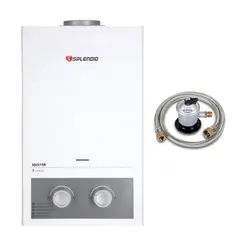 SPLENDID - Pack Calefont 7 Litros Gas Licuado Tiro Natural + Regulador