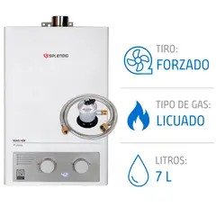 SPLENDID - Pack Calefont 7 Litros Gas Licuado Tiro Forzado + Regulador