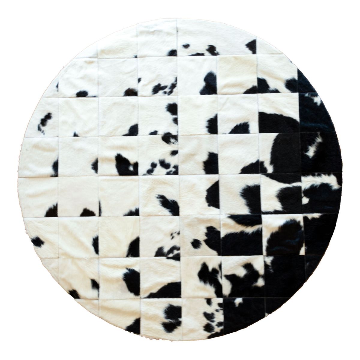 MOO HOGAR - Alfombra Cuero Natural Circular 160cm Diametro Diseño 20X20cm