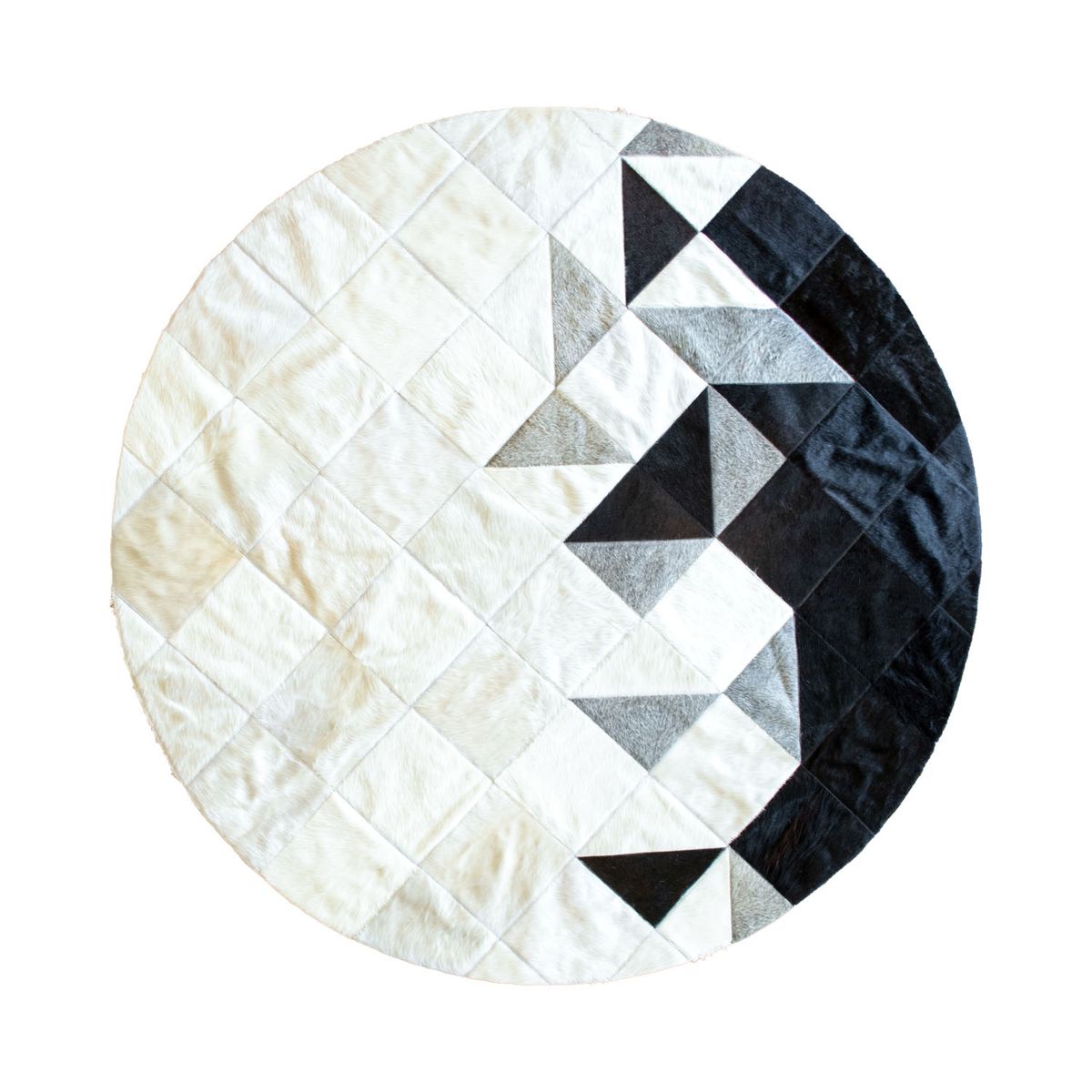 MOO HOGAR - Alfombra Cuero Natural Circular 160cm Diametro Diseño 20X20cm