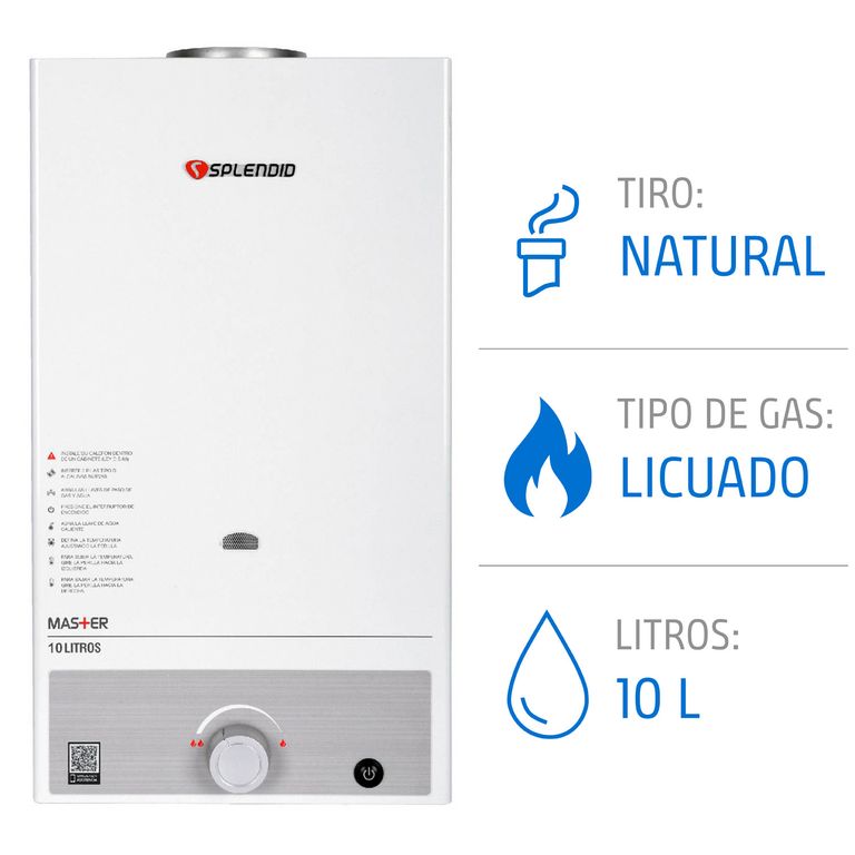 Pack Calefont 10 Litros Gas Licuado Tiro Natural + Regulador
