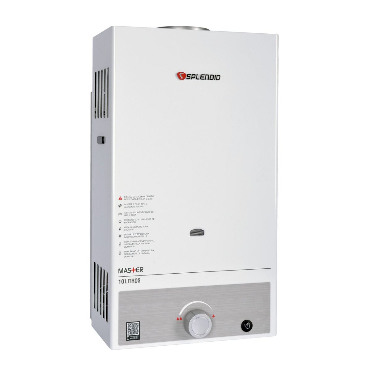 SPLENDID - Pack Calefont 10 Litros Gas Licuado Tiro Natural + Regulador