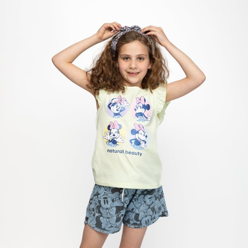 DISNEY - Polera Niña Caritas Natural Beauty Minnie Verde Disney