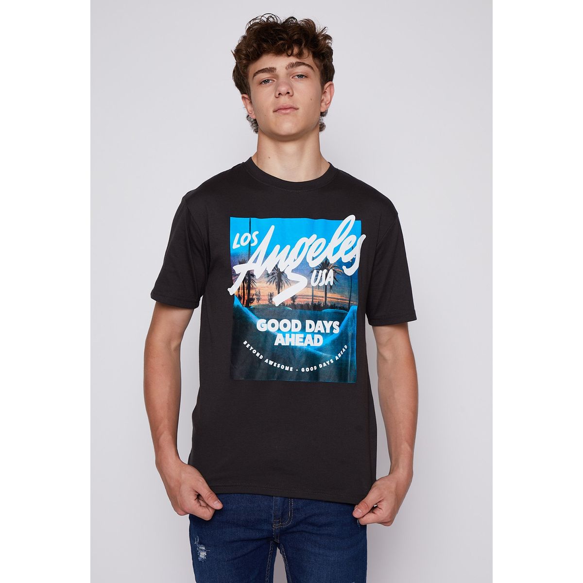 FAMILY SHOP - Polera Juvenil Niño Print Summer Surf Azul Family Shop