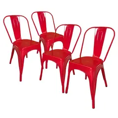 PROCHEF - Pack 4 Unidades Silla Tolix Rojo Brillante