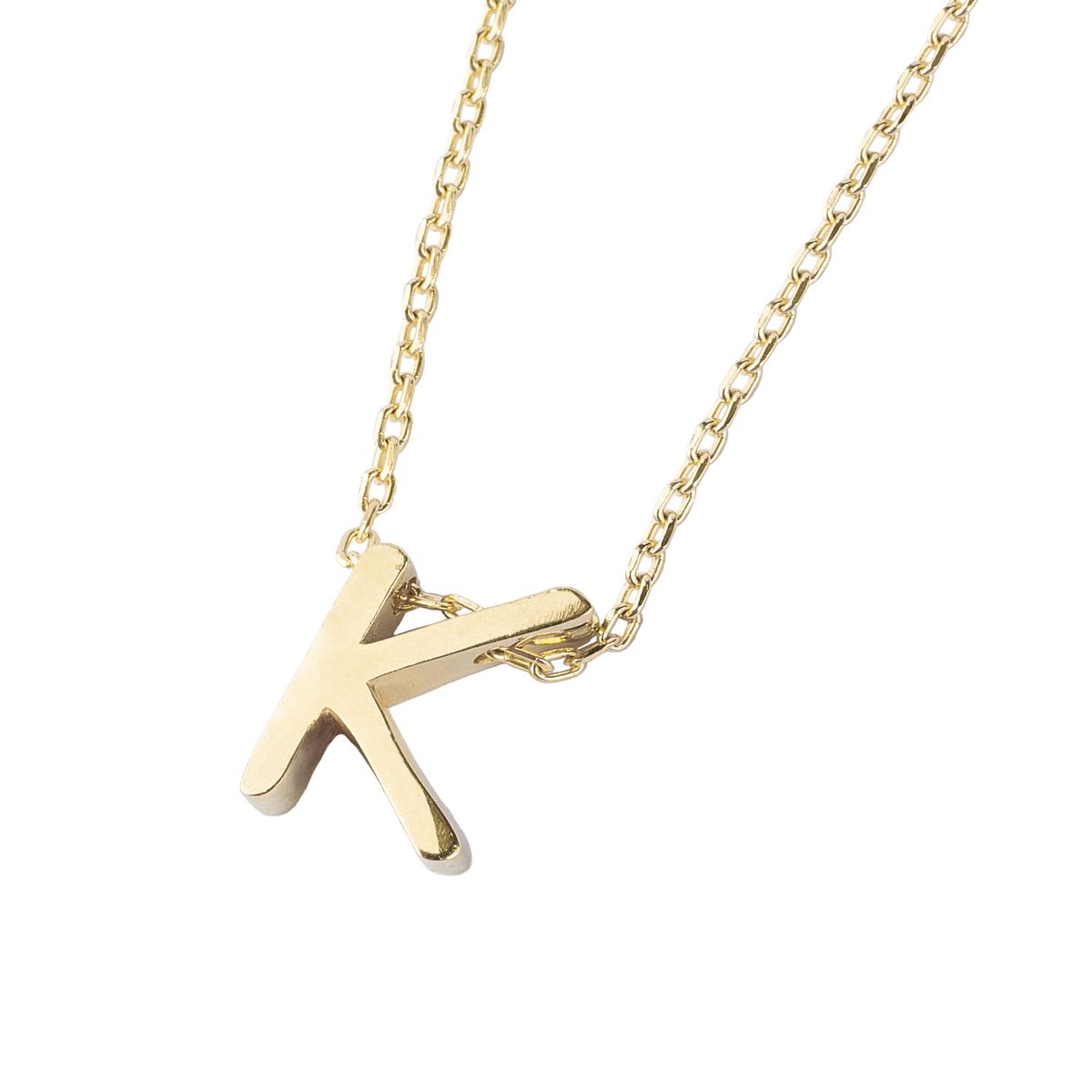 JB JOYAS BARON - Collar de Plata Esterlina 925 Letra K Revestido en Oro 18kt