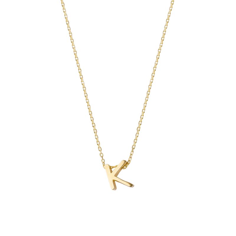 JB JOYAS BARON - Collar de Plata Esterlina 925 Letra K Revestido en Oro 18kt