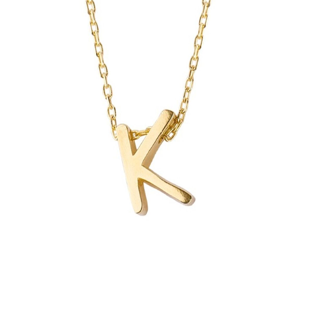 JB JOYAS BARON - Collar de Plata Esterlina 925 Letra K Revestido en Oro 18kt