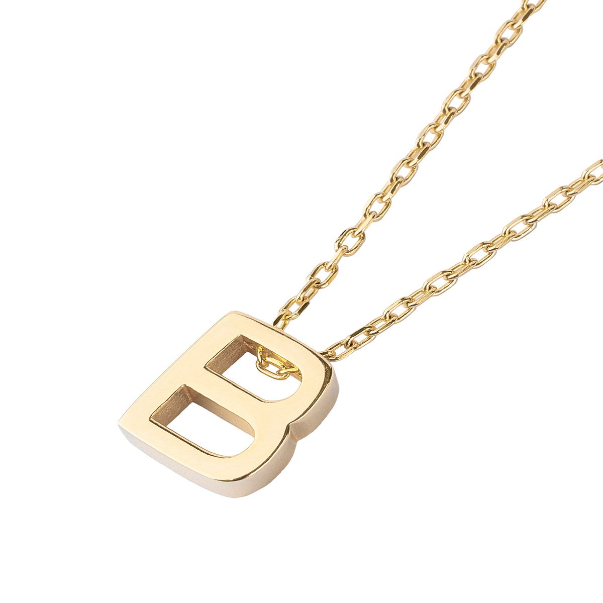 JB JOYAS BARON - Collar de Plata Esterlina 925 Letra B Revestido en Oro 18kt