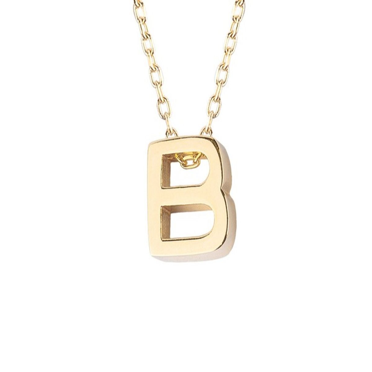 JB JOYAS BARON - Collar de Plata Esterlina 925 Letra B Revestido en Oro 18kt